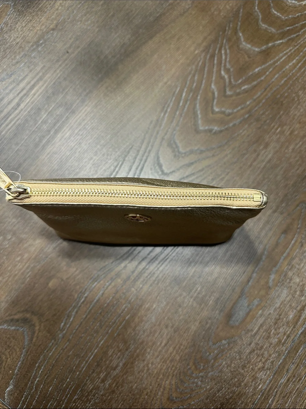 Michael Kors Metallic Gold Leather Cosmetic Pouch